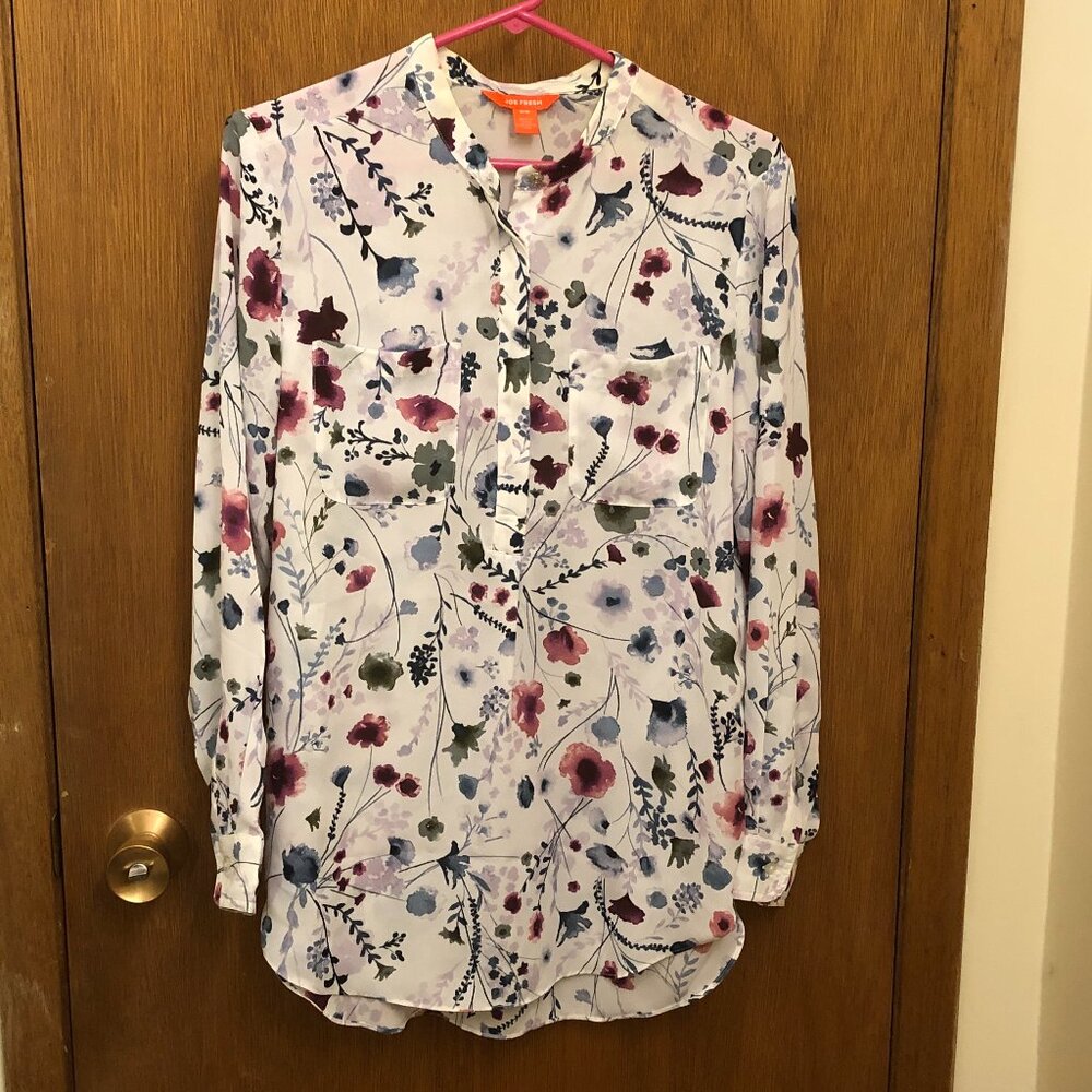 Joe Fresh tunic blouse - multi-colour floral pattern, Size M